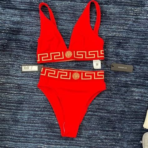 versace czerwone|Versace women's bikini.